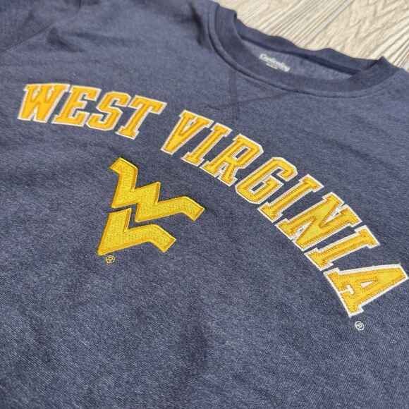 WVU West Virginia Mountaineers Crewneck Sweatshirt Men’s M Gray Sewn New - Picture 3 of 10